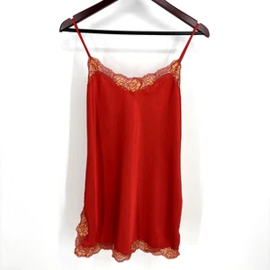 Vintage Victoria’s Secret Y2K Satin Schlupfkleid - feuriges Orange Spitzenbesatz Gr. XS - Bild 1 von 12