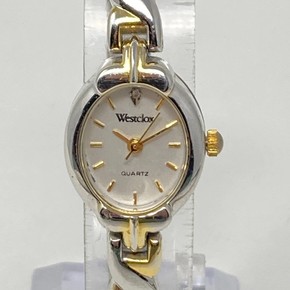 Reloj Westclox Mujer 18mm Plata Oro Dos Tonos Ovalado Banda Elástica Batería Nueva 6" Foto 1 de 4