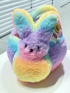 Peeps Plüsch Regenbogen gestreift Osterhase Korb Neu mit Etikett - Bild 1 von 4