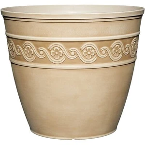 Classic Home and Garden Corinthian Resin Flower Pot Planter, Desert Tan, 10" - Picture 1 of 4