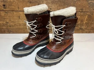 Sorel Mens Caribou Burro Boots Brown Wool Lining NM1873-282 Waterproof Size 8 - Picture 1 of 8