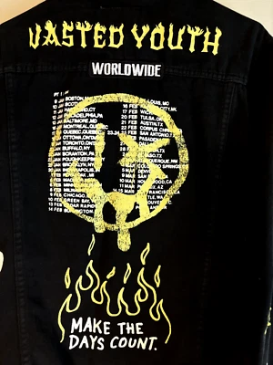 Chaqueta Jean Denim Negra WASTED YOUTH Talla XL Punk Edición Limitada Rue 21 Foto 1 de 4
