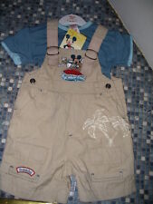 DISNEY STORE MICKEY MOUSE PLUTO DONALD BOYS DUNGAREES & TOP 6/12 MONTHS NEW