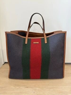Auténtico Bolso de Mano Gucci Clásico de Lana a Rayas Grande Unisex Foto 1 de 4