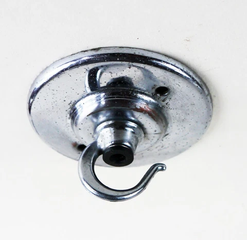 Original Reclaimed Vintage Chrome Art Deco Light Hook Ceiling Rose Cover