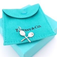 Tiffany & Co. Sterling Silver Tennis Racquet Racket with Ball Charm Pendant Box