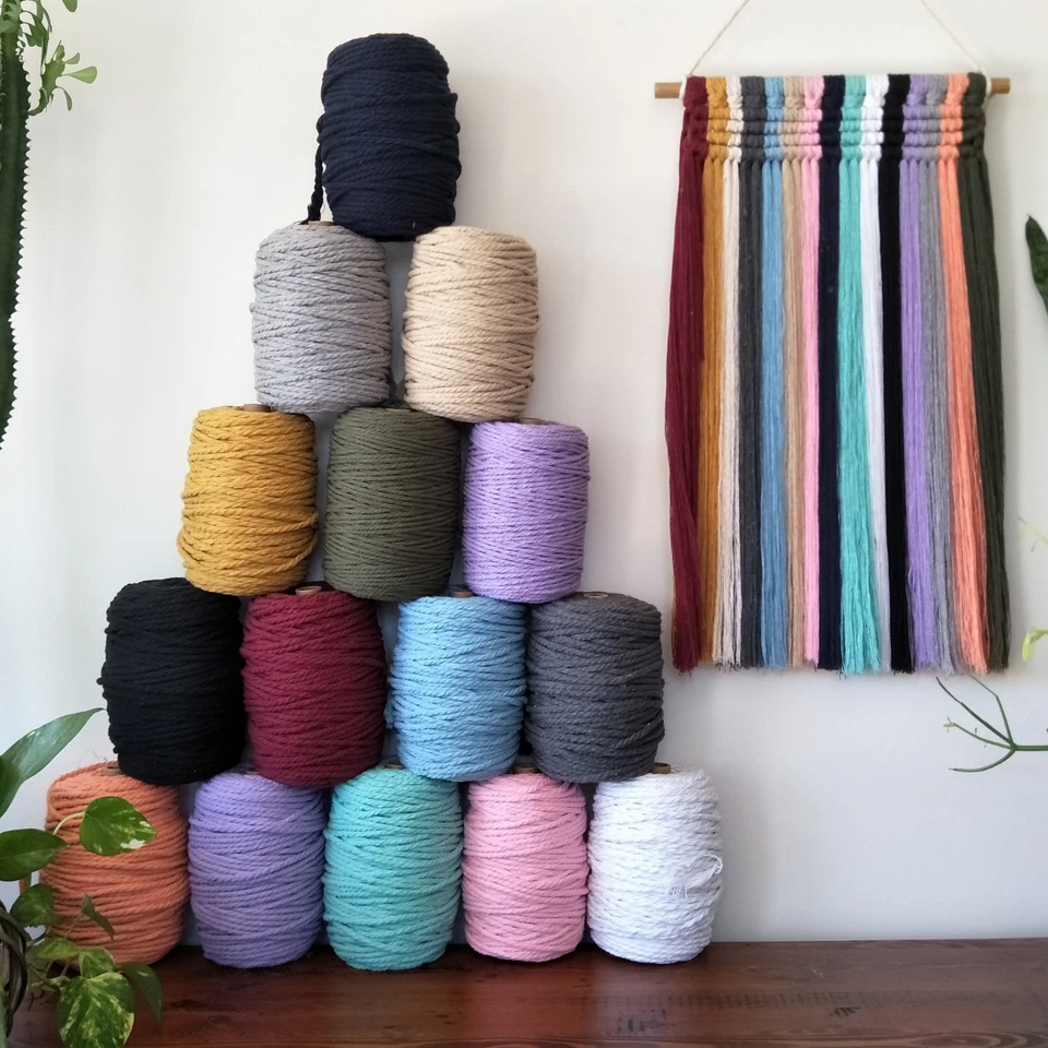 5 rolls of macrame cord 3mm 4mm 5mm variety of colours bulk buy 3 strand twisted - image 1 of 4
