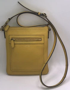 Coach crossbody purse yellow leather adjustable detachable strap handbag - Picture 1 of 12