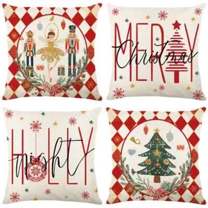 Christmas Decorative Pillow Cartoon Dolls Dwarfs Plaid Printed Cushion Cover - Picture 1 of 26