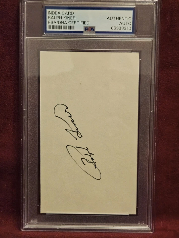RALPH KINER 6X ALL STAR 7X NL HR 1X NL RBI LEADER HOF 1975 SIGNED INDEX CARD PSA - Image 1 of 1