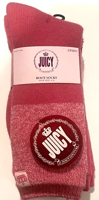 Meias bota femininas Juicy Couture pacote com 2 pares 9-11 rosa grosso inverno logotipo quente novo com etiquetas - Imagem 1 de 4