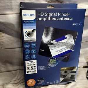 Antena de TV con buscador de señal amplificada para interiores Philips Elite con coaxial de 10 pies - Imagen 1 de 6