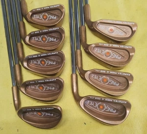 PING EYE 2 BERYLLIUM COPPER 3-PW+SW MATCHING #'S KBS TOUR 105 ORANGE DOT Z-GRIPS - Picture 1 of 10