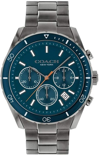 Orologio classico da uomo Coach 14602516 Preston grigio IP acciaio blu quadrante cronografo