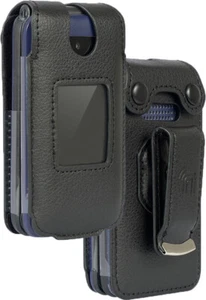 Noir Végétalien Cuir Étui Clip Ceinture pour Cingular Flexible 2 Phone Debut Blu - Photo 1 sur 9
