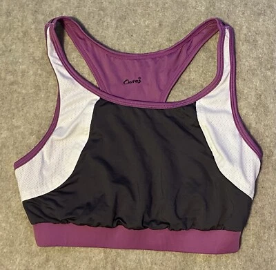 Curves Brand Sports Bra Size Med Women's Exercise Fitness Athletic Wear Purple - Imagem 1 de 4