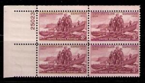 1954 Lewis & Clark Expedition Plate Block of 4 3c Stamps - MNH, OG - Sc# 1063