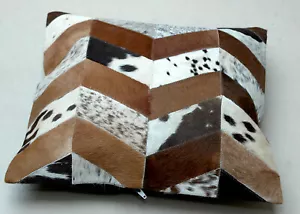 New COWHIDE Cushion Covers Leather Pillow Patchwork Cushion # 150(18"x18") - Picture 1 of 4