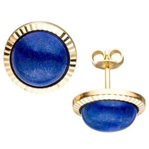 Par De Pendientes Con Lapis Lazuli Azul Media Esfera 333 Oro Amarillo Joyería - Imagen 1 de 1