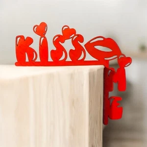 Valentine Door Corner Decor/Heart Door Corner Sign/Kiss Me Wood Door Corner Sign - Picture 1 of 5