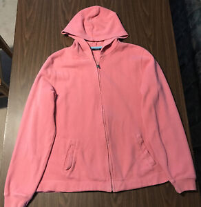 Vintage Izod Lacost Full Zip Sweatshirt Jacket Women's XL Salmon Pink Cotton