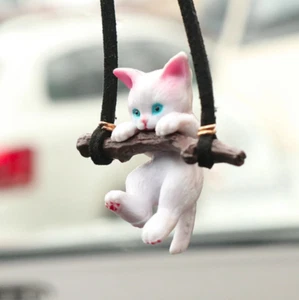 Swinging Kitten Rear View Mirror Hanging Ornament Decoration Pendant Charm - Bild 1 von 9