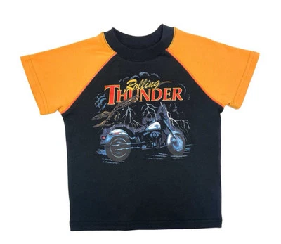Harley Davidson Little Boys Thunder Short Sleeve Knit Raglan Shirt Black 1091526 - Image 1 of 2