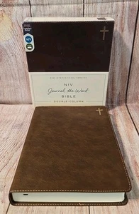 NIV, Journal the Word Bible, Double-Column, Leathersoft, Brown, RED LETTER - Picture 1 of 8
