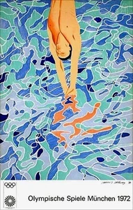 David Hockney 1972 Olympic Poster (Edition 3) Munich 40"X25" ORIGINAL - Picture 1 of 4