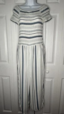 Abercrombie Niños Azul y Blanco Pantalones Cortos Una Pieza Mono Bolsillos - Talla 15/16 Foto 1 de 4