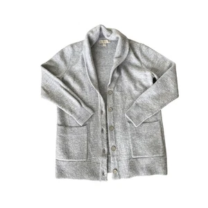 Michael Kors Open Textured Knit Long Sleeve Cardigan Sweater Pockets Gray Small - Picture 1 of 3