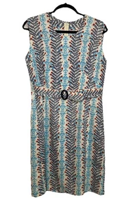 VTG Handmade Linen Boho 3.0 Floral Printed Knee Length Belted Dress S/M Tradwife - Picture 1 of 18
