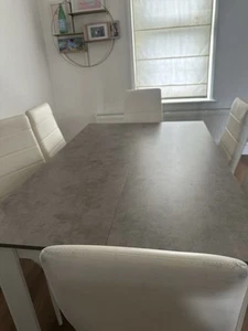 Dining Table with 6 Chairs Gray and White - Picture 1 of 3