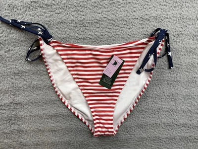 Parte inferior de bikini Wild Fable para mujer XL roja blanca a rayas pierna alta descarada corbata natación Foto 1 de 4
