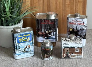 5 Vintage Maple Syrup Tin Cans in Diff Sizes - NH VT MAINE - 4 oz to 32 oz - Picture 1 of 10