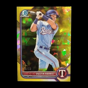 2022 Bowman Chrome Sapphire Dustin Harris /50 Yellow Refractor Rangers - Picture 1 of 2