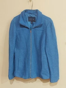 Lands End Womens Blue Wool Blend Full Zip Classic Coat Size 10 Lined 38x27 - Picture 1 of 4