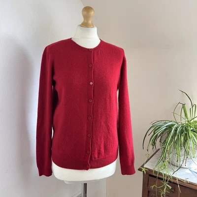 Red Cardigan 100% Cashmere Fit Size 14 Soft Knit Long Sleeve Button-Up F & F - Image 1 of 4