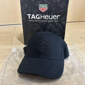 TAG Heuer Thick Embroidery Logo Black Canvas Baseball Cap Rare Novelty Item New - Picture 1 of 2