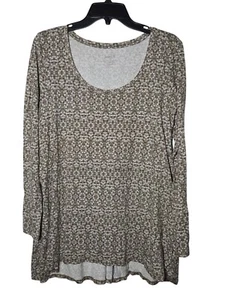 Pure Jill Womens 100% Pima Cotton Back Tie Print Tunic Size Large Neutral Casual - Bild 1 von 9