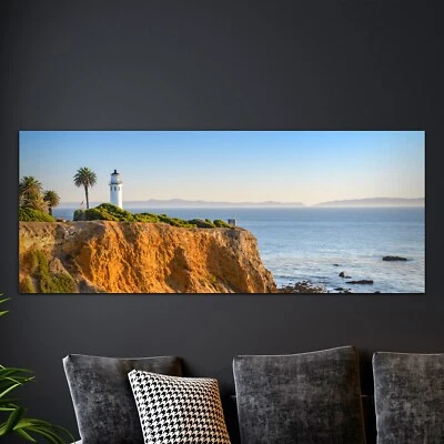 Wand-Bild Kunstdruck aus Hart-Glas Foto-Bild 125x50 Leuchtturm in Los Angeles - Bild 1 von 4