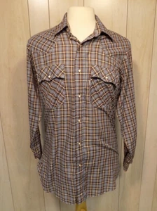 Vintage Levi's Men's Western Shirt Plaid Pearl Snap Long Sleeve Size L - Picture 1 of 5