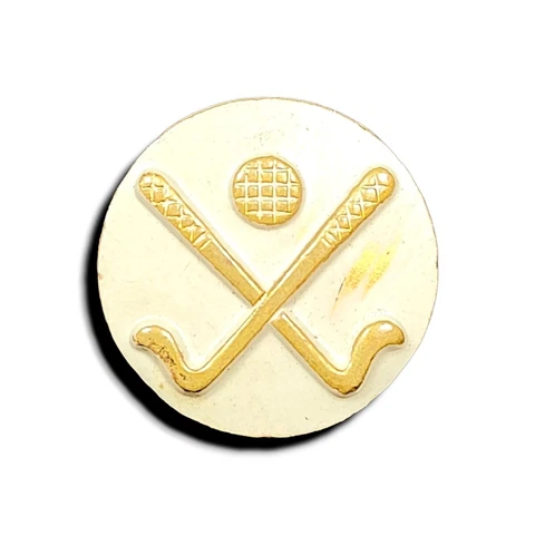 Brass Painted Golf Button Crossed Clubs Antique Rare Pressed Omega Shank 35 L Cover