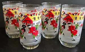 Libbey Vintage Winter of 76 Set of 4 Drinking Glasses Colonial Ice Skatting Boat - Picture 1 of 9