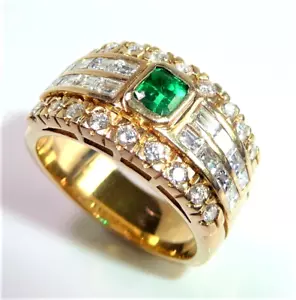 Ring 585 Gold 1.25 ct Diamant + Smaragd Gr: 53 / 17 mm änderbar 9,5 gr - Bild 1 von 10