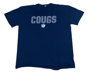 BYU Cougars T-Shirt Navy Blue Sz XL/2XL NCAA Football Short Sleeve Distressed - Picture 1 of 9