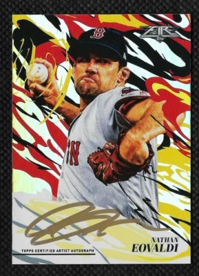 Nathan Eovaldi 2019 Topps Fire Flame Throwers Tyson Beck AP Autograph #FT11 /10 - Image 1 of 2