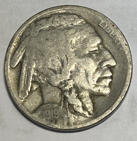 1919 Buffalo Nickel Philadelphia Mint Circulated 5c Exact Coin Pictured LOT C6 Cover