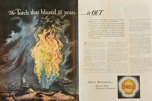 1943 Shell Oil Company Antorcha publicitaria vintage que ardió 15 años está fuera - Imagen 1 de 1