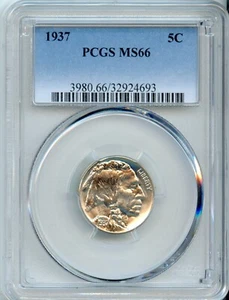 PCGS - Buffalo Nickel - 5c - 1937 - MS 66 - 3980 - Picture 1 of 2